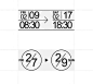 This may contain: an image of the time and date for two different places in the world, with numbers on each side