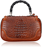 Pijushi 6029 Classic Ladies Handmade Luxury Leather Satchel Bag Women's Top-handle Handbags (Croco Brown): Handbags: 亚马逊中国