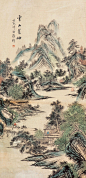 罗聘——《云山翠岫》立轴大图欣赏  |  
清|罗聘(1733-1799)，"扬州八怪"之一。字遯夫，号两峰，又号衣云、花之寺僧、金牛山人、师莲老人等。祖籍安徽歙县，后迁扬州。为金农入室弟子，人物、佛像、山水、花果、梅、兰、竹等，无所不工，笔调奇创，超逸不群，别具一格。妻方婉仪，字白莲，亦擅画梅兰竹石，并工于诗。子允绍、允缵，均善画梅，人称"罗家梅派"。