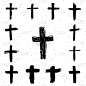 符号,动物手,十字形,耶稣十字架,黑色,绘制,剪影,收集