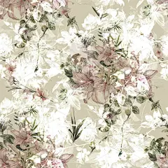 叶和花的水彩画，在白色的背景上无缝的图案