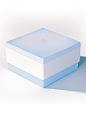 The box is white and blue and has a lid, in the style of hard-edge color field, soft mist, superflat, light blue, transportcore, kurzgesagt, flat