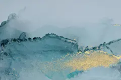 大理石背景 | 点击来源直接获取大图文件 |艺术抽象 水彩流动污点绘画。蓝色和金色大理石纹理背景。酒精墨水