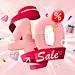 打40%。折扣创造性的成分。3d销售标志与装饰对象，心形气球和礼盒。销售横幅和海报。