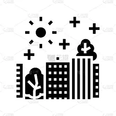 生态清洁的城市字形图标矢量插图