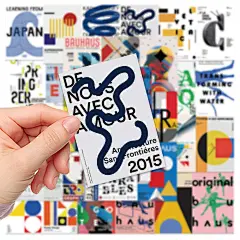 40张包豪斯先锋派艺术海报简约贴纸手机手账电脑iPad装饰防水贴画-淘宝网