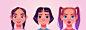 Girl avatars female teenagers characters faces