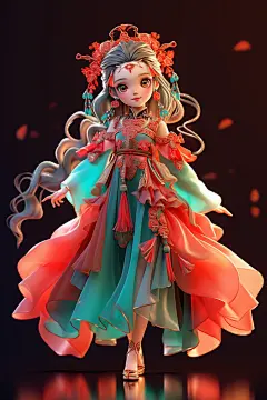 苗族女子苗族姑娘少女人物模型