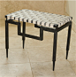 Global Views Iron & Leather Bench
24.25"L x 14"W x 18.5"H
http://www.addisoncollection.net/gv-9-91023.html