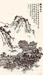 山水国画，线条。收集自微博书画界