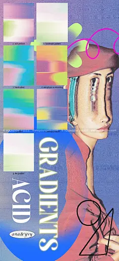 90年代复古潮流扭曲酸性渐变抽象几何艺术海报拼贴设计素材合集下载_颜格视觉