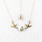 小鸟和珍珠 k金项链