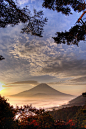 富士山的早晨。