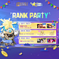 Photo by Mobile Legends: Bang Bang on May 11, 2024. May be an image of 4 people and text that says 'MOBILE LEGENDS GANABANG BANG BANG RANK+ PARTY RANK PARTY' 05/11 05/11-05/31 05/31 FREE SKIN (PICK OUT OF 10) SPECIAL SPECLAL 05/18 05/18-05/24 05/24 RANK U