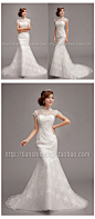 韩版公主新娘一字肩鱼尾拖尾蕾丝婚纱礼服 2013冬季最新款3262-淘宝网