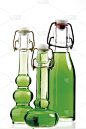 瓶子,两个物体,曲别针,小的,垂直画幅,饮食,形状,绿色,无人,玻璃