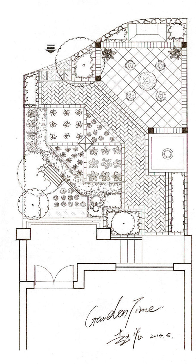 【庭院设计】手绘庭院设计图