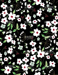 矢量碎花  - 源文件下载【酷图网】印花,碎花,小碎花,矢量,黑底,