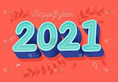 2021年矢量贺卡模板。红色背景上时髦的复古字体。装饰幼稚手绘冷杉树涂鸦。
