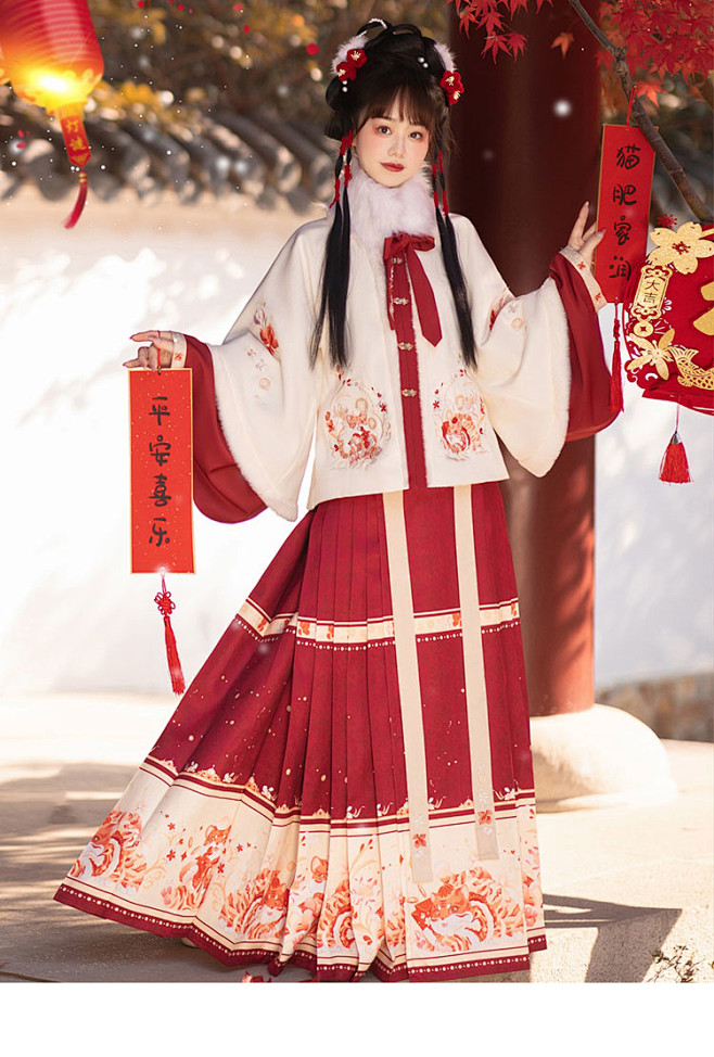 福虎生威原创明制冬季汉服女新年中国风马面...