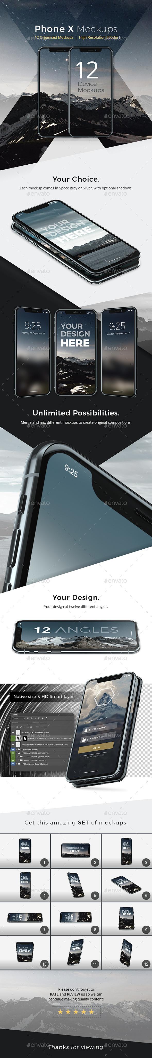 12个精致角度iPhone x Mock...