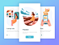 Illustration/guide pages travel tourism landing mobile ui design illustration color app