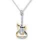 Diamond Guitar Necklace  1/20 ct tw  Sterling Silver/10K Gold