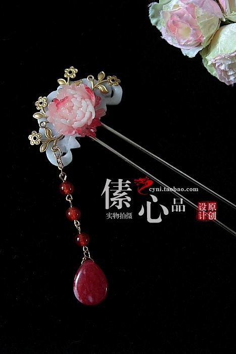 【傃心品】翡翠发簪手工古典古风簪子步摇钗...