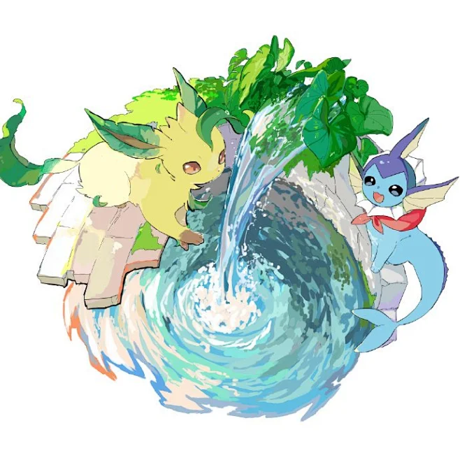 水伊布&叶伊布 Twi:apios0 #精灵宝可梦##神奇宝贝# -花瓣网