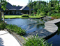 Path across a terraced pool in Bali, inspired by the rice terraces