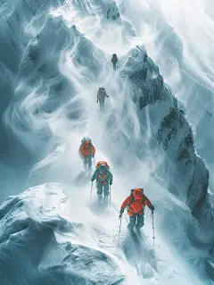 组队去登山，MJ 壁纸插画，AIGC - 小红书