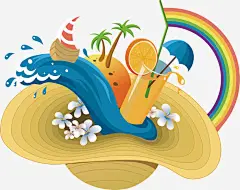 摄影夏日手绘合成免抠素材_新图网 https://ixintu.com 合成 夏日 摄影