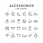 设置行配件——人造物体对象的图标Set Line Icons of Accessories - Man-made objects Objects配件,袋子,棒球,胸罩,胸罩,帽,帽、服装、时尚、眼镜,图标,说明,孤立的,珠宝,行,爱,连指手套,项链,轮廓,香水,戒指,围巾,集,袜子,背带,雨伞,内裤,内衣,手表,女人 accessories, bag, baseball, bra, brassiere, cap, caps, clothing, fashion, glasses, icon, illust