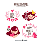 Hand drawn mother's day badge collection Free Vector