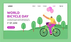 创意扁平骑行日自行车单车户外骑车郊游人物插画海报Ai设计素材-淘宝网