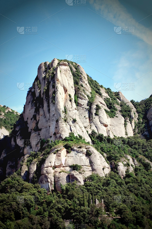 山,蒙特塞拉特,垂直画幅,形状,巨大的,...