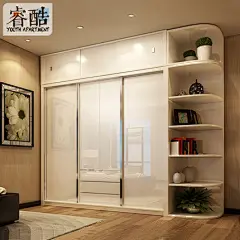 现代简约烤漆趟门衣柜 推拉移门板式衣柜 时尚衣柜050