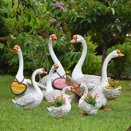 庭院装饰花园摆件户外卡通鹅花盆仿真动物鸭...
