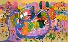 《停，无人之地》是一个没有任何特殊叙述的故事，作为独立的图像是一系列不同的想象世界。邀请读者在没有任何书面解释的情况下画出他们自己心中的意义。

插画超话#画画##遇见艺术##插画分享##儿童插画# ​​​​