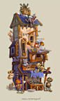 插画家  Charlène Le Scanff (AKA Catell-Ruz) Q萌Q萌的建筑设计_ACG插画_幽客社