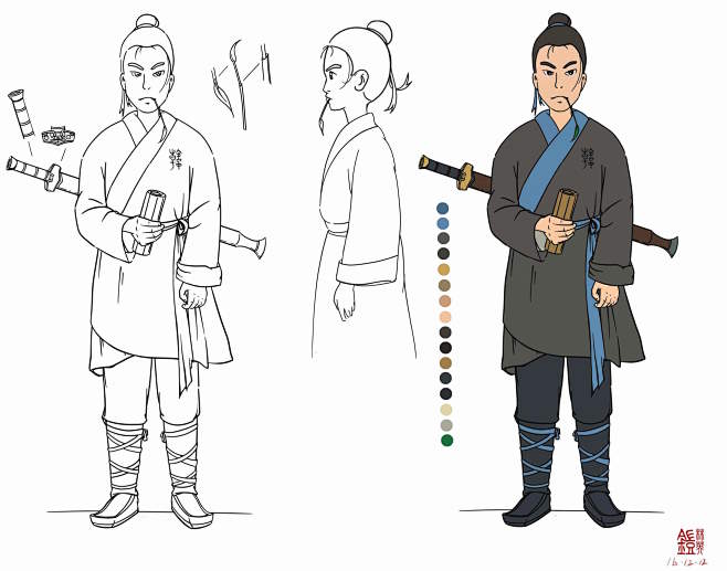 韩信人设，动画角色设计，林英铠作