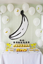 Rad’s First Birthday Party: Banana Bash: Bananas Theme, Bananas Birthday, 1St Birthday Parties, First Birthday Parties, Balloon Ideas, First Birthdays, Parties Ideas, Birthday Bananas, Bananas Parties