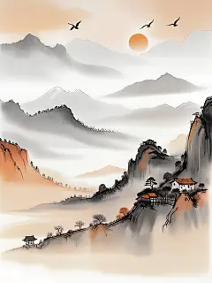 秋天来了，✨水墨轻绘，山川入梦️。 - 小红书