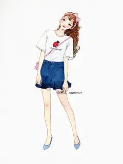 袅娜少女羞，岁月无忧愁。-@苏木_水彩少女_涂鸦王国插画