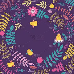 可爱的,鸟类,背景,边框,文字,请柬,贺卡,复活节,背景分离,浪漫