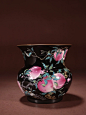 清代 墨釉地粉彩福寿双全渣斗 规格:高12.5cm宽13cm #瓷器 #古董瓷器 #明清瓷器 #瓷器收藏 - 小红书