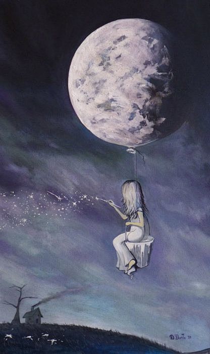 月亮月亮和星星画，艺术。
moon pa...