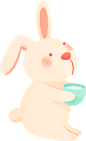 Rabbit Holding Glass of Milk Illustration