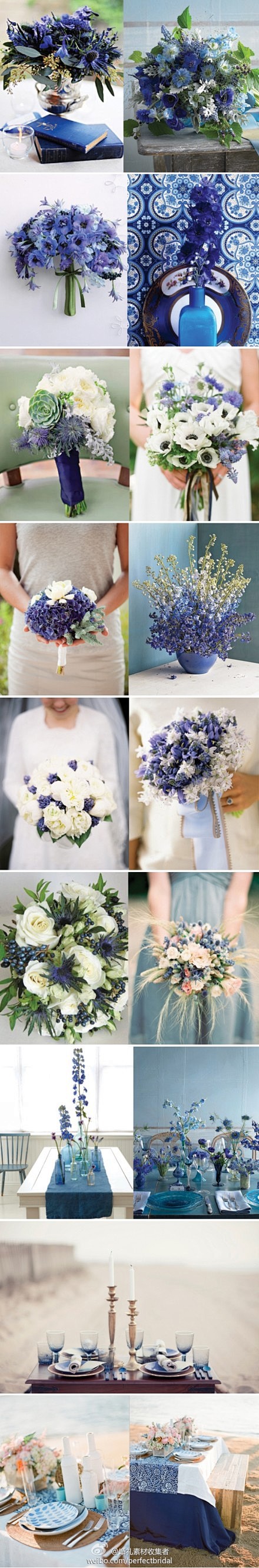 #婚礼色彩# 蓝色的婚礼花艺灵感 htt...