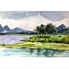 手绘水彩风景写生 | 毛线球的哈哈 - 练习作品 - 涂鸦王国插画